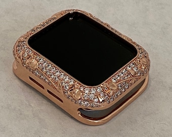 Apple Watch Bezel Cover 41mm 45mm  Crystals Rose Gold Smartwatch Bumper Apple Watch Case Bling 38mm 40mm 42mm 44mm Series 2-9