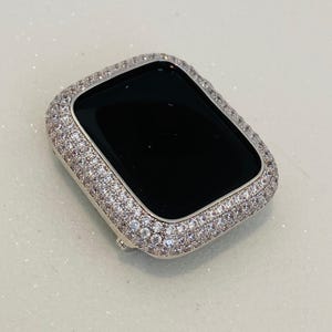 Designer Ultra 49mm Apple Watch Cover Silver Pave Lab Diamond Apple Watch Case Bumper 38mm - 46mm Iphone Watch Protective Cover Iwatch Bling