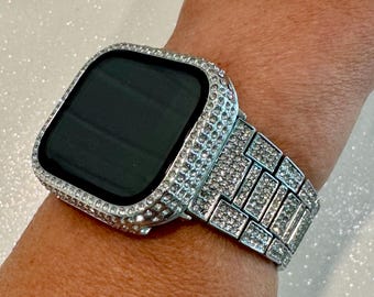 Series 10 Apple Watch Band 42mm 46mm Swarovski Crystal Bracelet & or Apple Watch Cover for Iphone Watch Apple Watch Face Protector 41mm 45mm