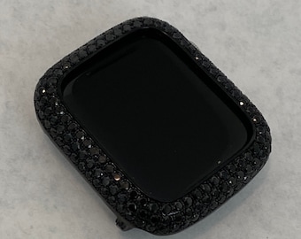 Designer Black on Black Apple Watch Case Bezel Cover, Smartwatch Lab Diamond Bezel Apple Watch Cover 38mm-49mm Iwatch Candy Bling Iphone