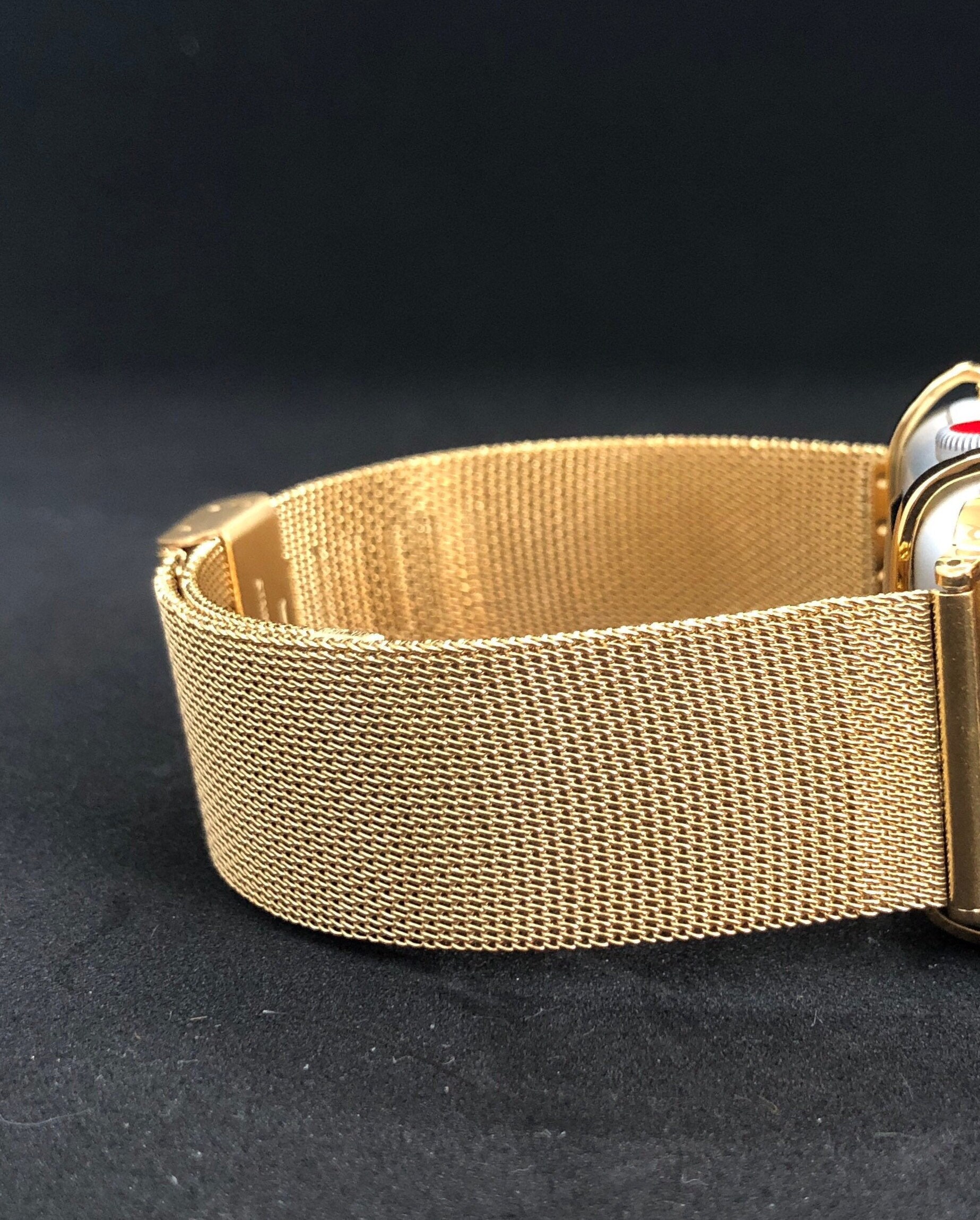 gold apple watch band and case