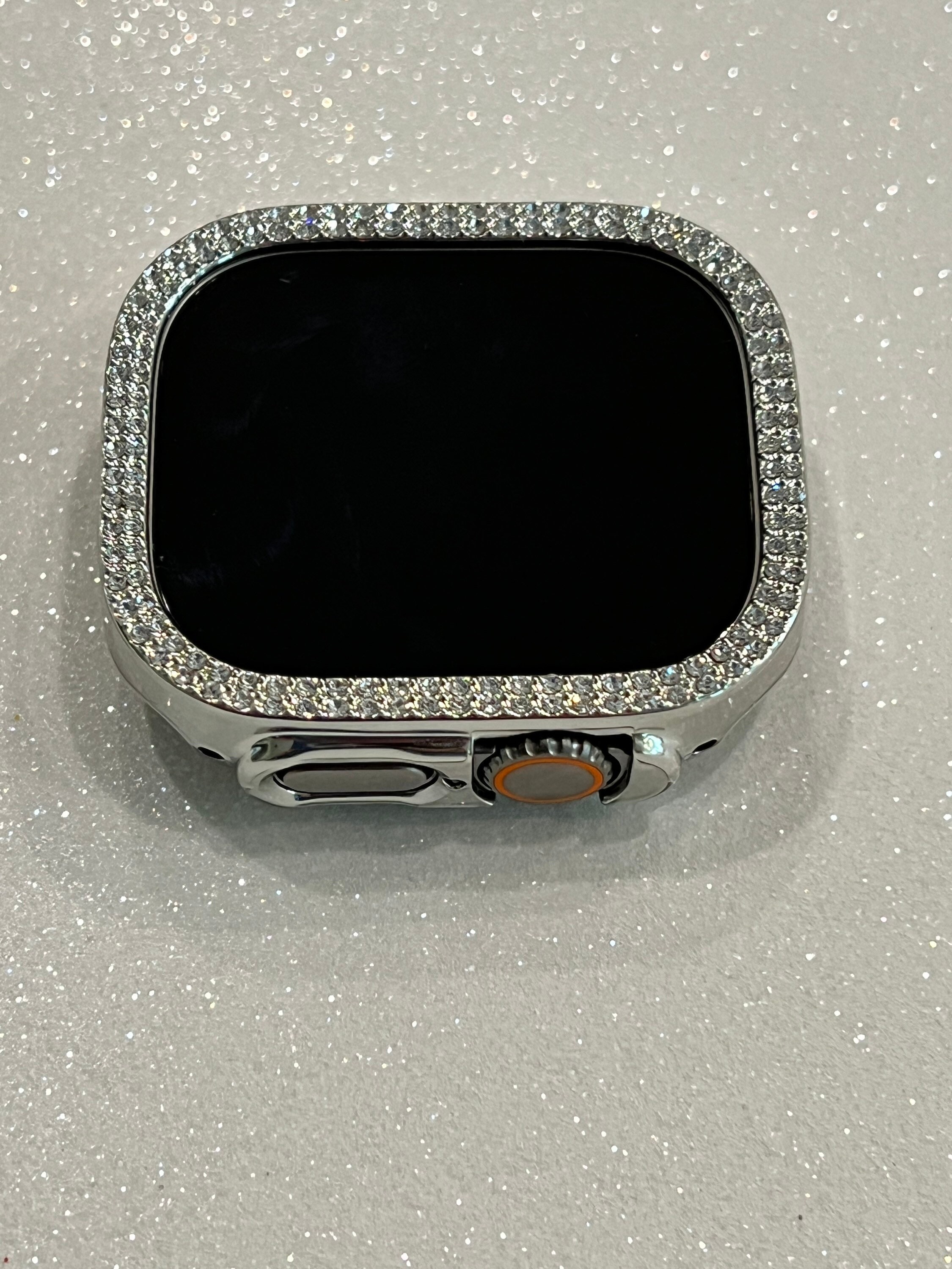 Series 10 Apple Watch Cover Silver Swarovski Crystals 38mm 49mm Ultra Protective Iphone Watch Case Iwatch Candy Bling Bumper
