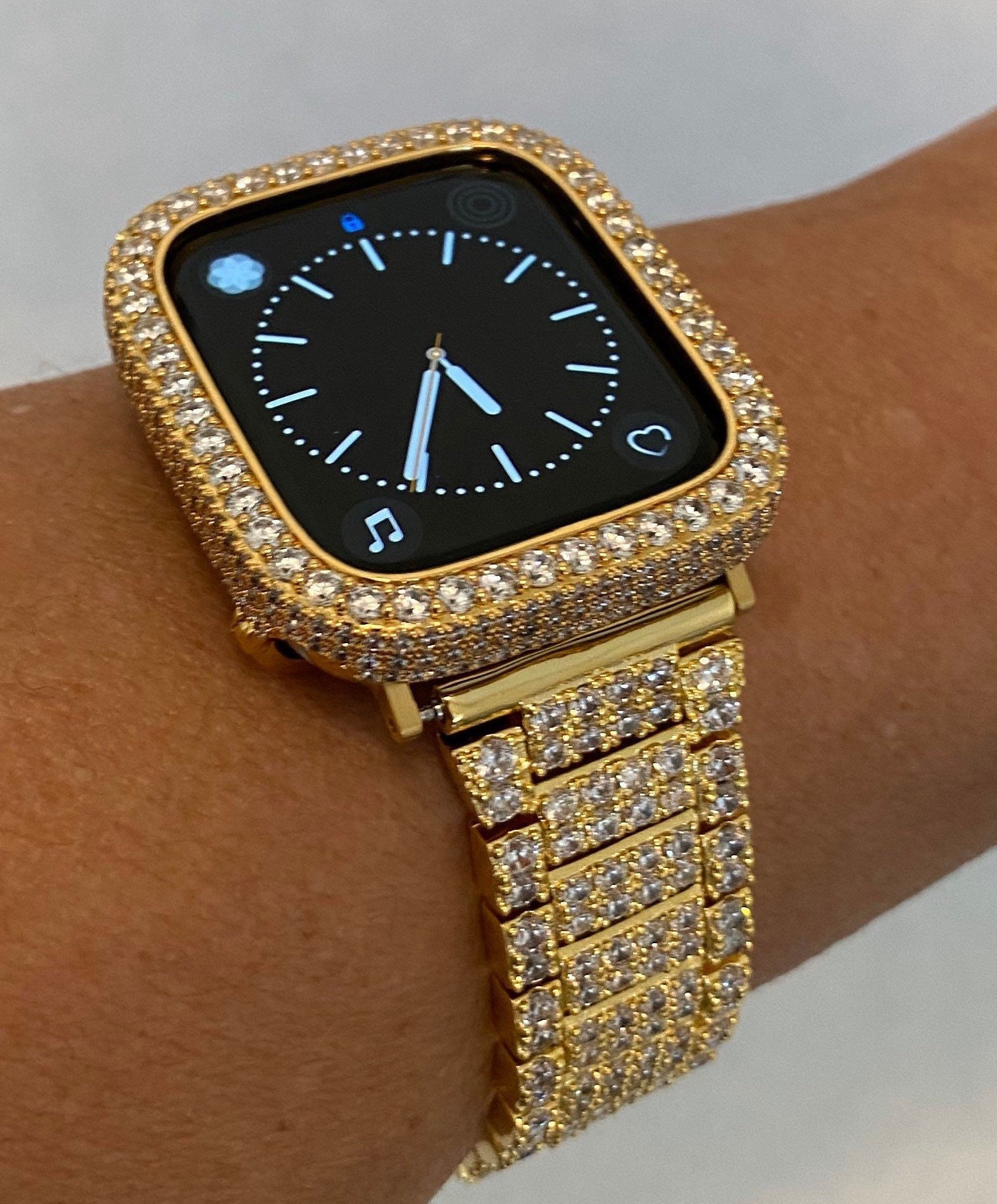 Series 7 Iced Out Apple Watch Band 41mm 45mm Gold & or Lab - Etsy