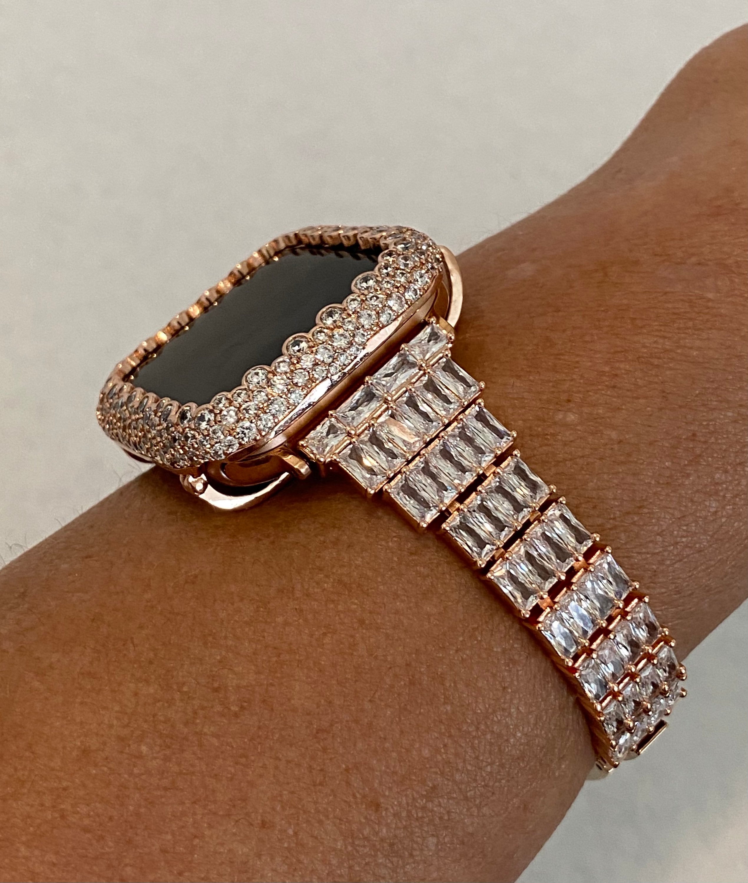 Rose Gold Apple Watch Band 38,40,41,42,44,45,49mm Ultra Crystals & or