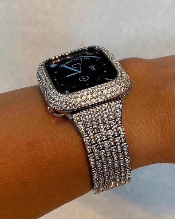 glitter】 Iced Out Apple Watch Case（Dressy Silver Apple