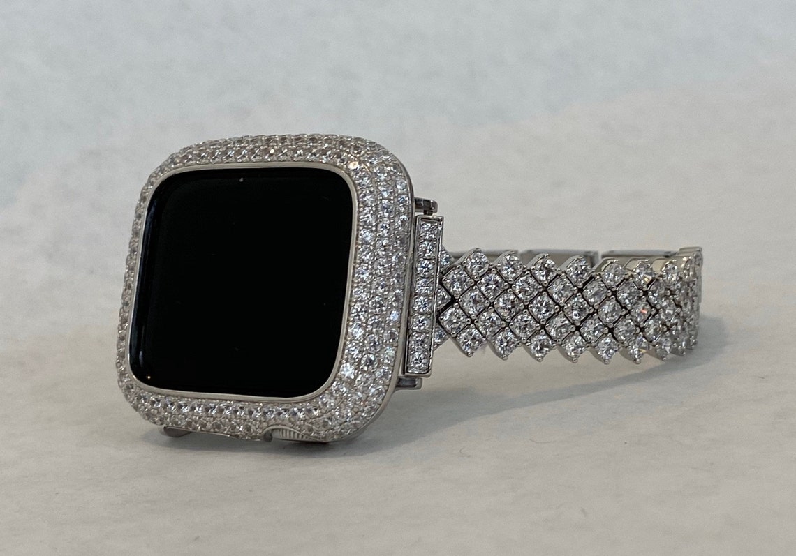 White Gold Apple Watch Band 40mm Woman Silver and or Lab Etsy