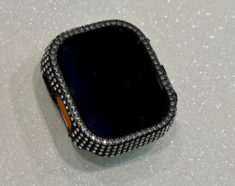 Ultra Apple Watch Cover 49mm  Crystals Black Metallic Apple Watch Case Smartwatch Bumper Bling