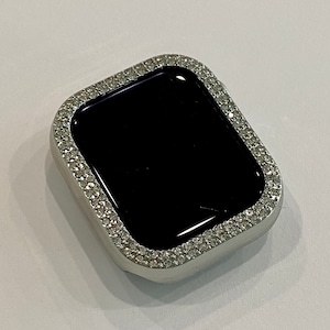 Apple Watch Case Swarovski Crystals Silver Iwatch Bumper Apple Watch Cover Bling 38mm-49mm Series 2-9 Bling Iphone Watch Series 10