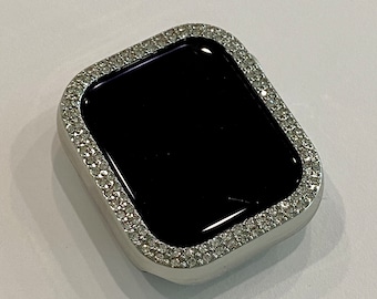 Apple Watch Case Swarovski Crystals Silver Iwatch Bumper Apple Watch Cover Bling 38mm-49mm Series 2-9 Bling Iphone Watch Series 10