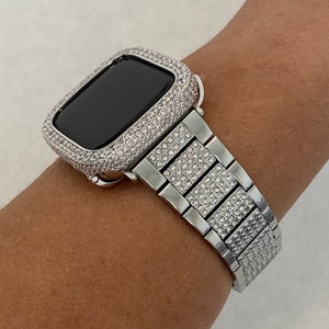 Designer Apple Watch Band Women's Men's Style Silver with Swarovski Crystals  & or Apple Watch Case Cover with Lab Diamonds Iwatch Candy