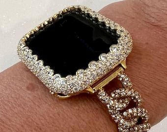 49mm Ultra Apple Watch Band Women Crystals Gold Chain Bracelet & or Apple Watch Cover Smartwatch Bumper Iwatch Candy Bling Series 10