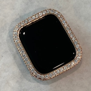 Apple Watch Cover Rose Gold Womens Lab Diamond Bezel Iphone Watch Case 38mm - 49mm Ultra Iwatch Cover Bling Series  10-11