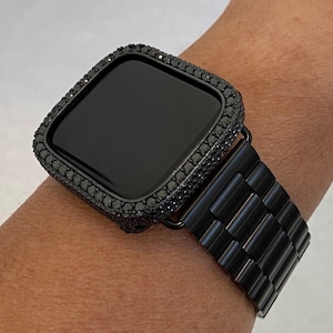 Ultra 49mm Apple Watch Band Black Stainless Steel & or Apple Watch Cover Lab Diamond Bezel Apple Watch Case Bling 38mm-45mm