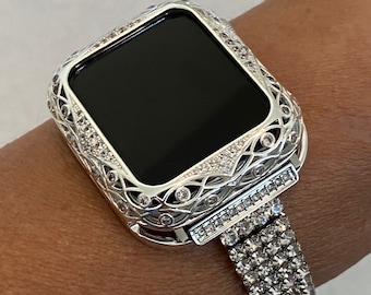 Series 2-9 Apple Watch Band 40mm Women's Silver & or  Crystal Apple Watch Case Bumper 38mm 40mm 41mm 42mm 44mm 45mm Iwatch Candy