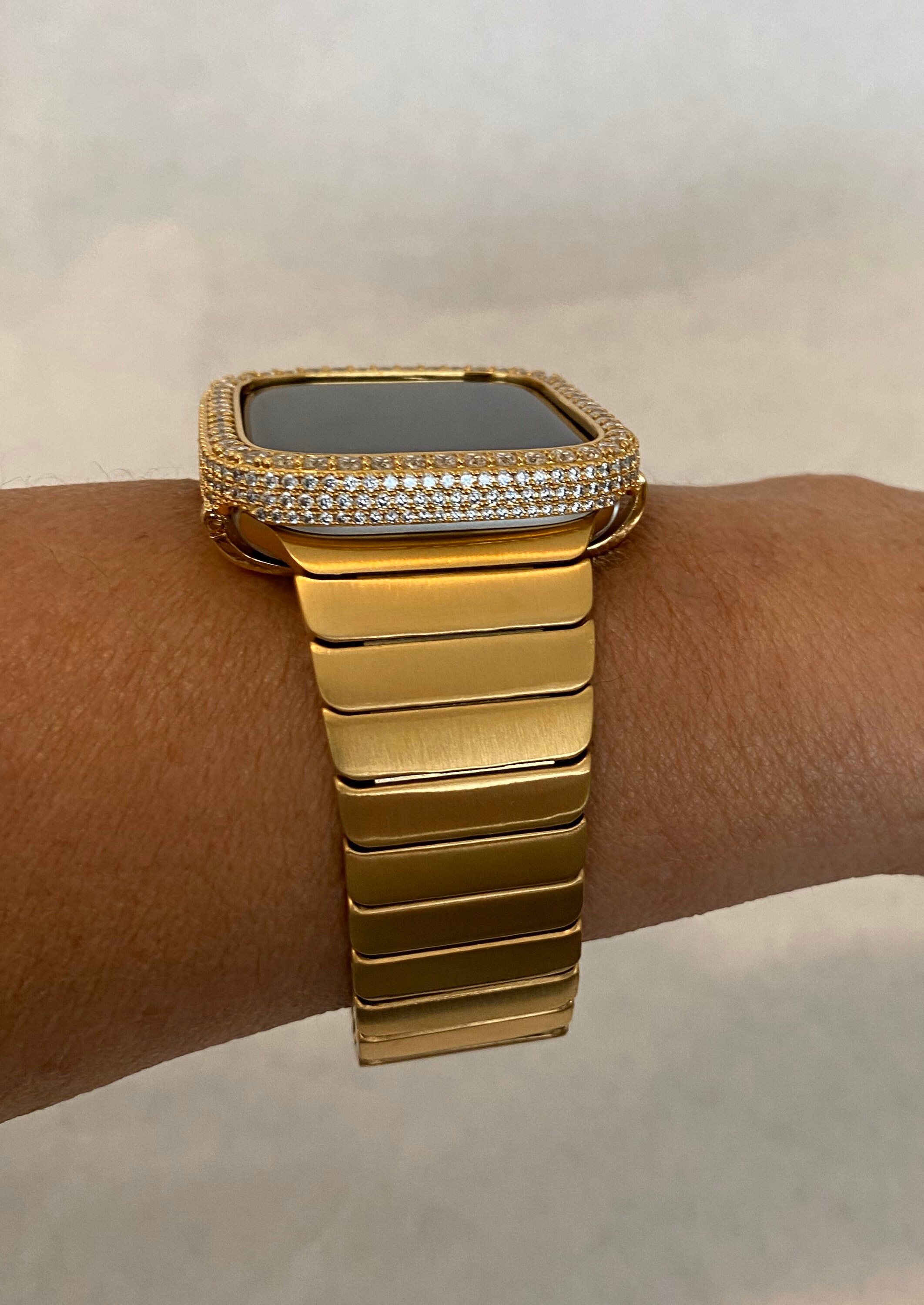 Gold Apple Watch Band Mens Stainless Steel and or Lab