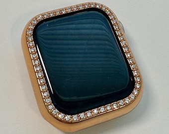 Apple Watch Case 42mm 46mm Series 10 Rose Gold Swarovski Crystal Apple Watch Cover 41mm 45mm 49mm Ultra Iphone Watch Protective Bumper Bling