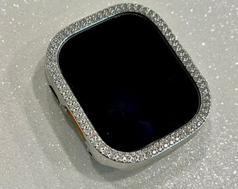 Series 10 Apple Watch Cover Silver Swarovski Crystals 38mm-49mm Ultra Protective Iphone Watch Case Iwatch Candy Bling Bumper