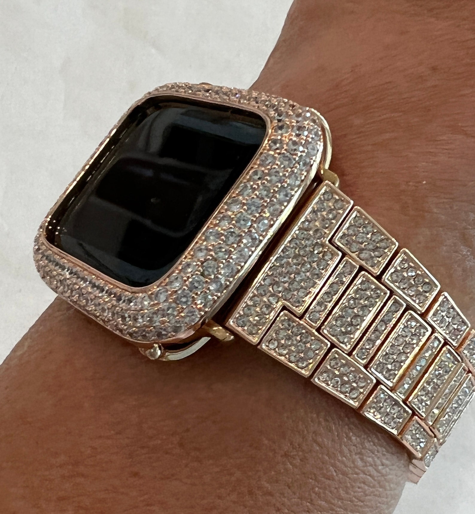 Pave Apple Watch Band 38 40 41 42 44 45mm Rose Gold & or Lab Etsy