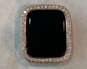 Series 2-8 Rose Gold Apple Watch Case, 2.5mm Lab Diamond Bezel, 38 40 41 42 44 45mm Iwatch Cover Iwatch bling, Iphone Watch Bumper