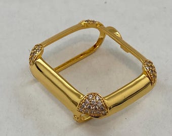Apple Watch Bezel Cover Yellow Gold with Lab Diamonds Metal Iwatch Case for 40 44mm Custom Handmade Iphone Watch Case