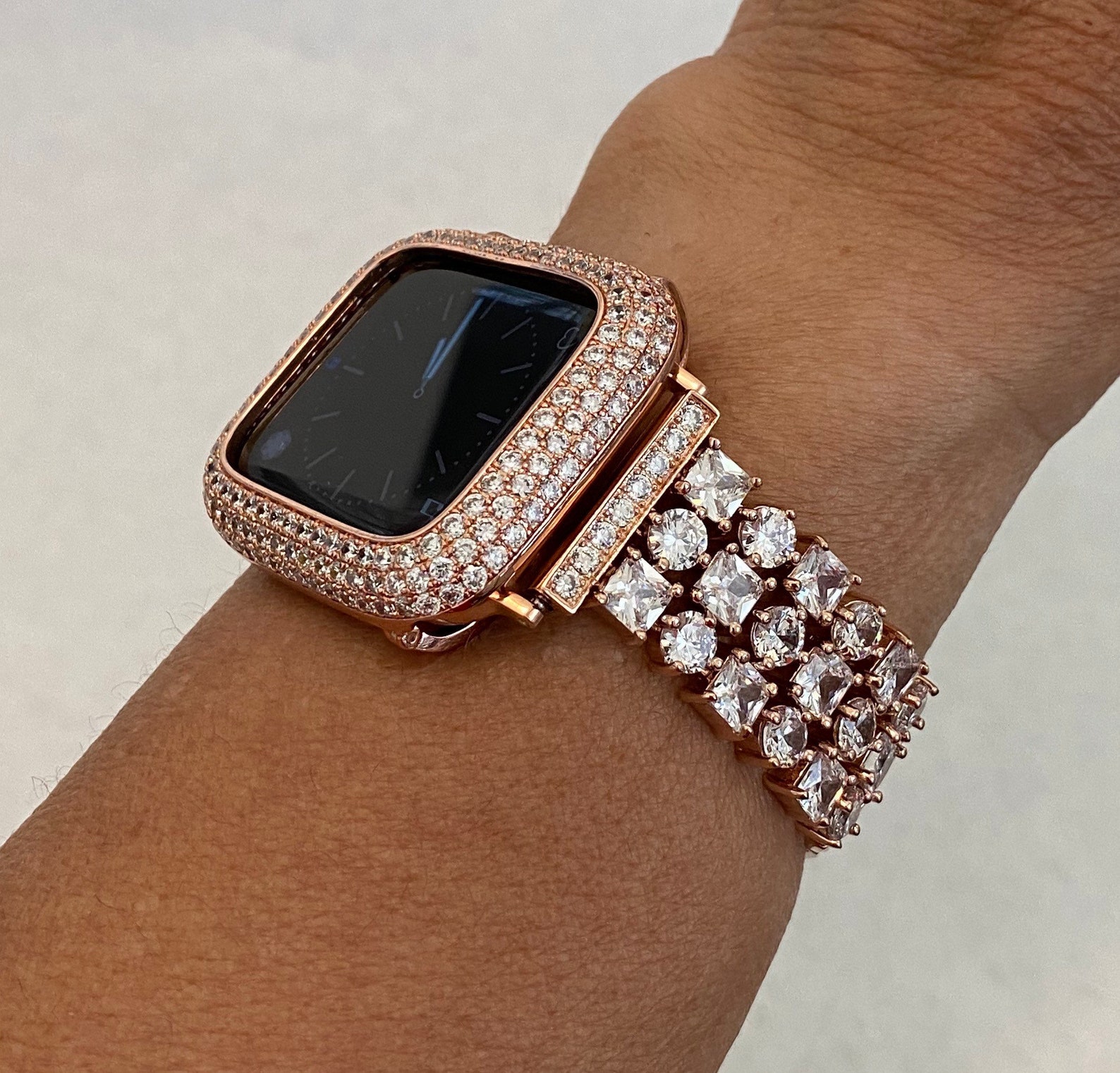 Rose Gold Apple Watch Band Series 8 41mm 45mm Swarovski Etsy