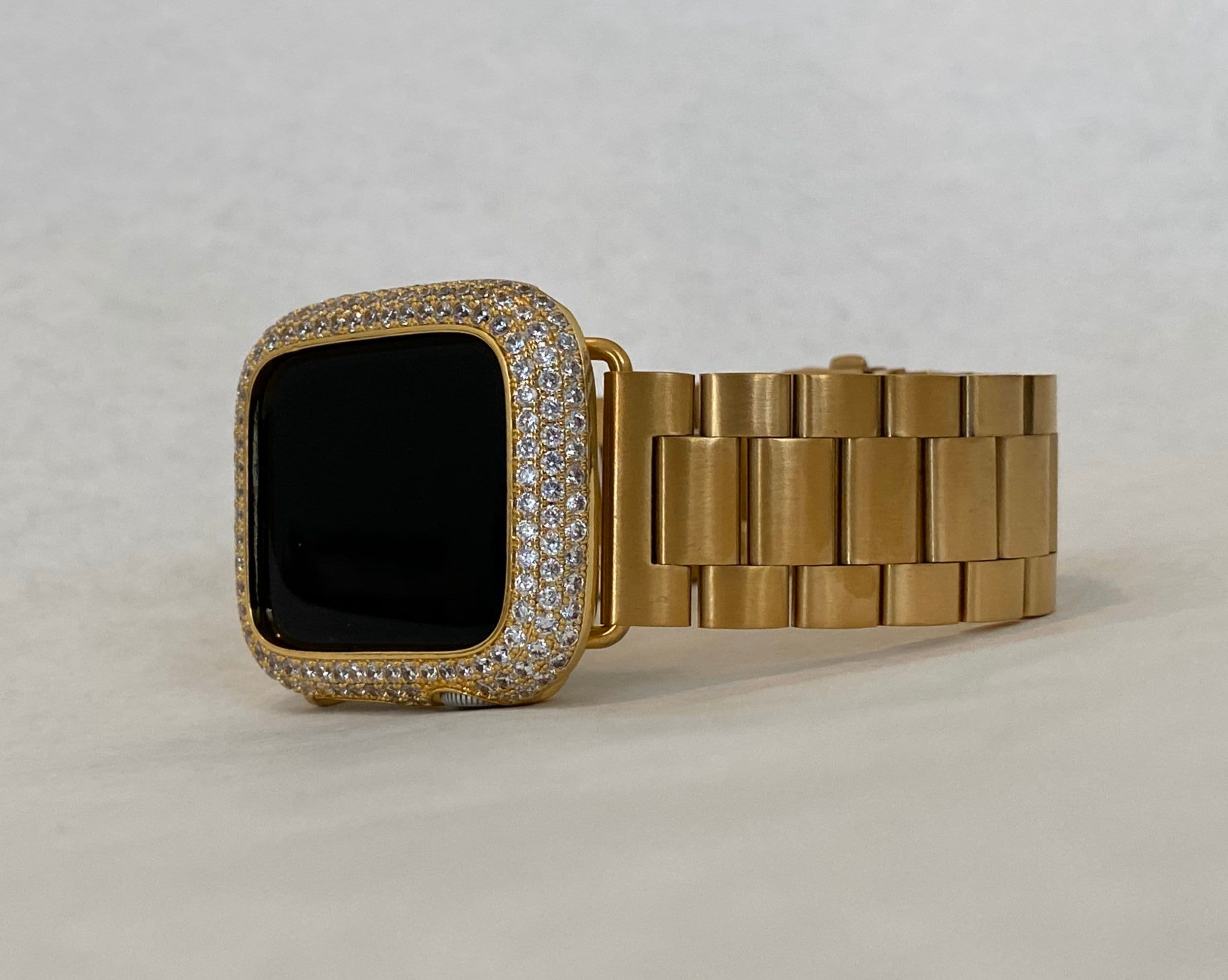 Custom Apple Watch Band Mens Gold 38 40 42 44mm Rolex Style & or Lab