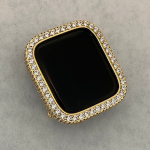 Apple Watch Cover Gold Lab Diamond Bezel For Smartwatch Sparkling Apple Watch Case 38mm-49mm Ultra Series  2-11