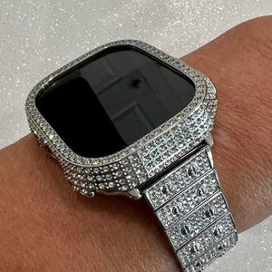 49mm Apple Watch Band Ultra Pave Swarovski Crystals & or Silver Apple Watch Cover Smartwatch Bumper Case Bling Iwatch Candy