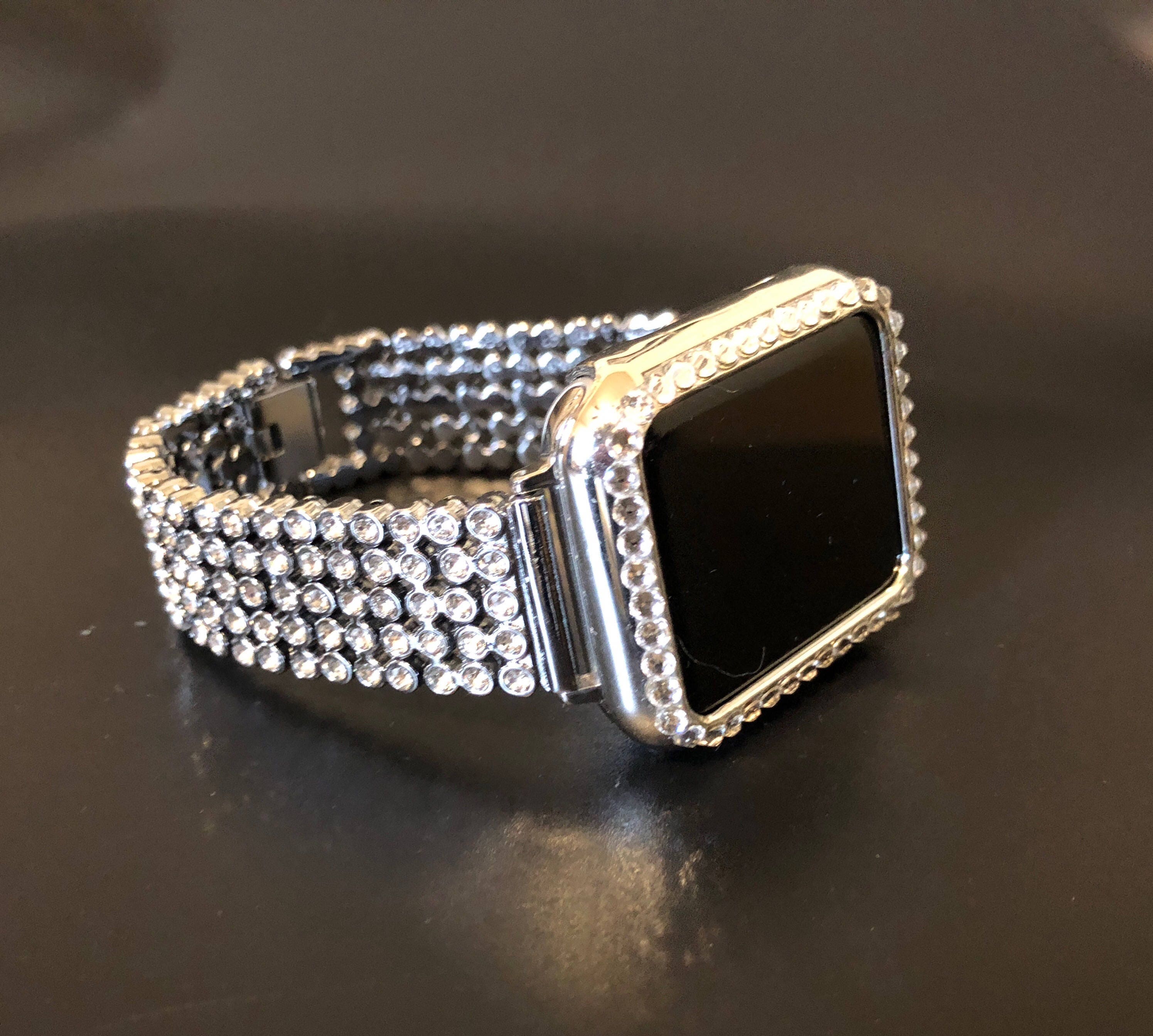 Apple Watch Band 38mm 42mm Series 1,2,3 Women's Silver Rhinestone Cystal Band Crystal Case Cover