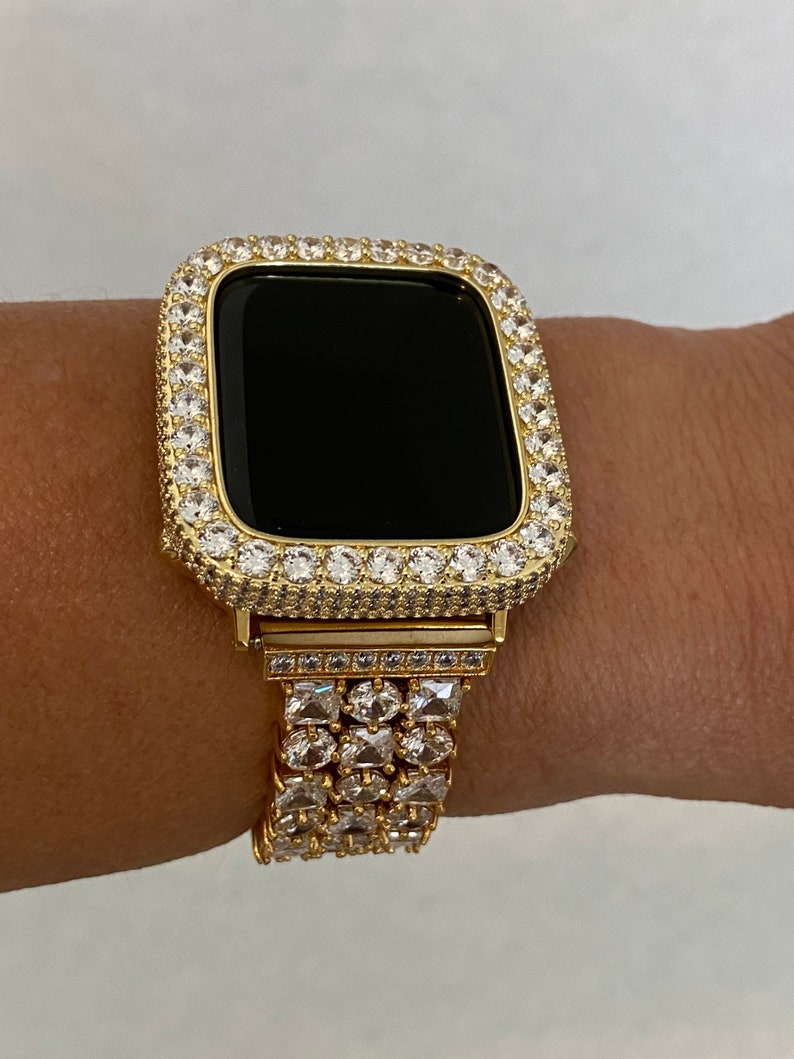 Apple Watch Band 38mm Women Gold and or 3.5mm Lab Diamond | Etsy