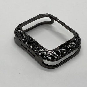 Black on Black Apple Watch Cover  Crystals Womens Apple Watch Case Bumper 38mm-45mm Iwatch Candy Bling Series 2-9