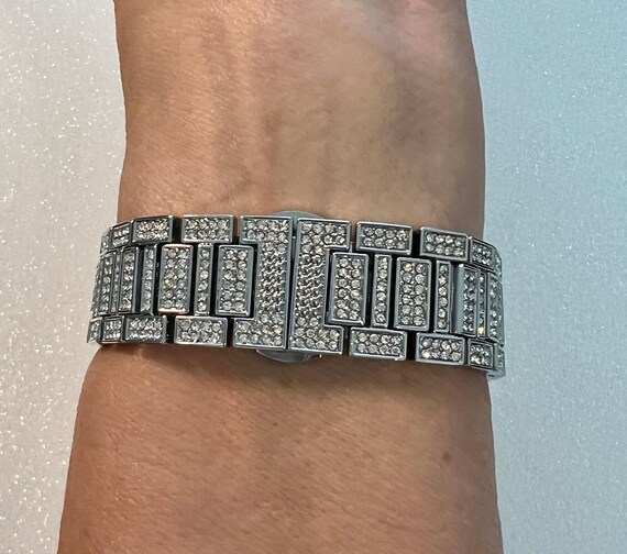 Luxury Apple Watch Band Silver Pave Swarovski Crystal & or  display picture 3