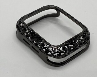 Apple Watch Bezel Cover Black on Black Smartwatch Bumper Crystals 38mm 40mm 41mm 42mm 44mm 45mm Iwatch Candy Bling