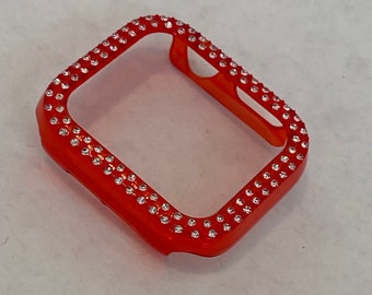 Red Apple Watch Band Cover Bezel Iwatch Case Crystal Faceplate Series 6 SE Iphone Case Bling