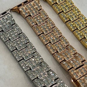 Apple Watch Band Link Style Silver, Rose Gold Stainless Steel Iwatch Band 38mm 40mm 41mm 42mm 44mm 45mm 49mm Ultra