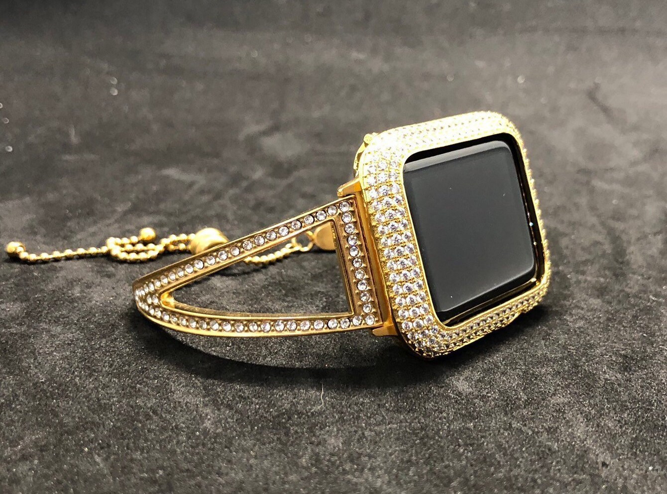 gold apple watch band and case
