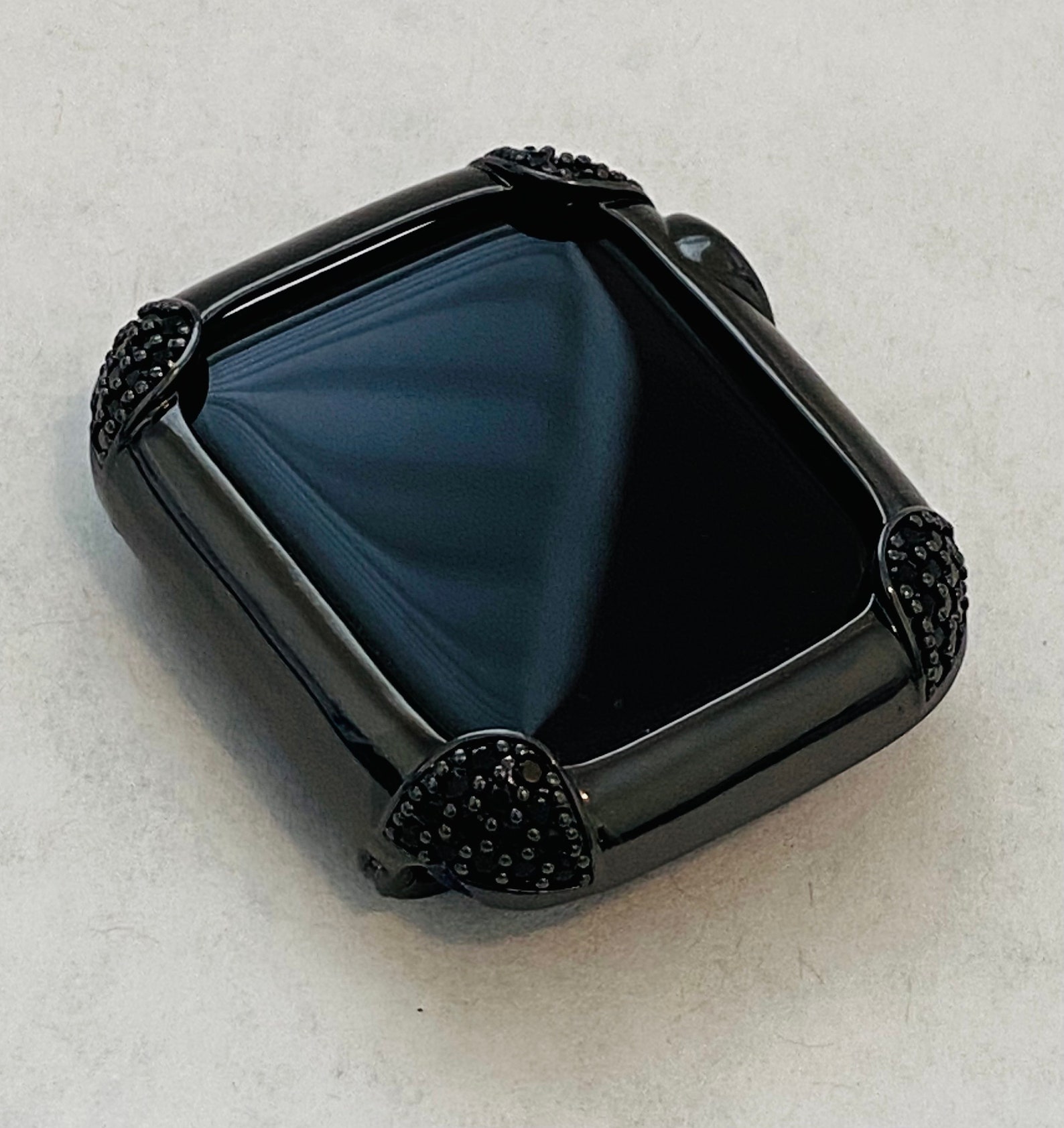 Black on Black Apple Watch Band & or Matching Lab Diamond Bezel Cover ...