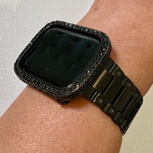 Apple Watch Band Black Stainless Steel & or Apple Watch Cover Lab Diamond Bezel Apple Watch Case 38 40 41 42 44 45 49mm Ultra Iwatch Candy