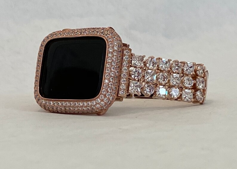 Rose Gold Apple Watch Band Series 8 41mm 45mm Swarovski Etsy