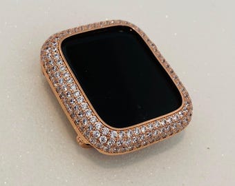 Apple Watch Cover 49mm Ultra Rose Gold Lab Diamond Bezel Apple Watch Case Smartwatch Bumper 38mm-46mm Iwatch Candy Bling