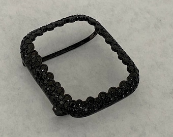 Black on Black Apple Watch Cover 41mm 45mm 49mm Ultra Apple Watch Case Lab Diamond Smartwatch Bumper 38-44mm Series 2-10 Gift for he6