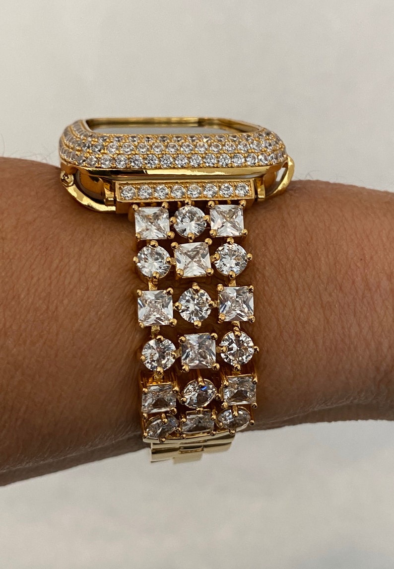 Gold Apple Watch Band 42mm and or Iwatch Bling Lab Diamond Etsy