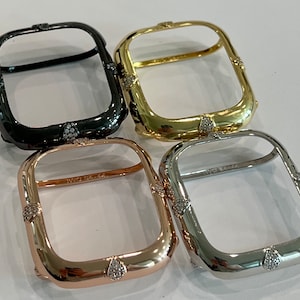 Apple Watch Case Bezel Cover with Lab Diamonds in Silver, Rose Gold, Yellow Gold & Black 40mm 44mm S4-6SE