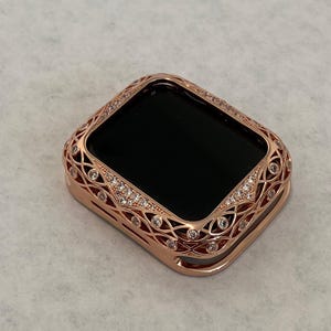 Series 2-9 Apple Watch Bezel Cover Rose Gold Metal Apple Watch Case Swarovski Crystals 38mm 40mm 42mm 44mm 41mm 45mm Iwatch Candy Bling