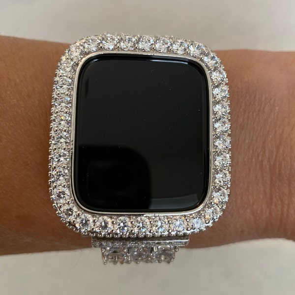 Silver Apple Watch Case Large 3.5mm Lab Diamonds Bezel Apple Watch Cover Smartwatch Bumper Faceplate Iwatch Candy Bling Iphone Watch Bezel