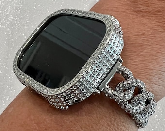 49mm Ultra Apple Watch Band Chain Bracelet  Crystals Silver & or Apple Watch Cover Smartwatch Bumper Iwatch Candy Bling