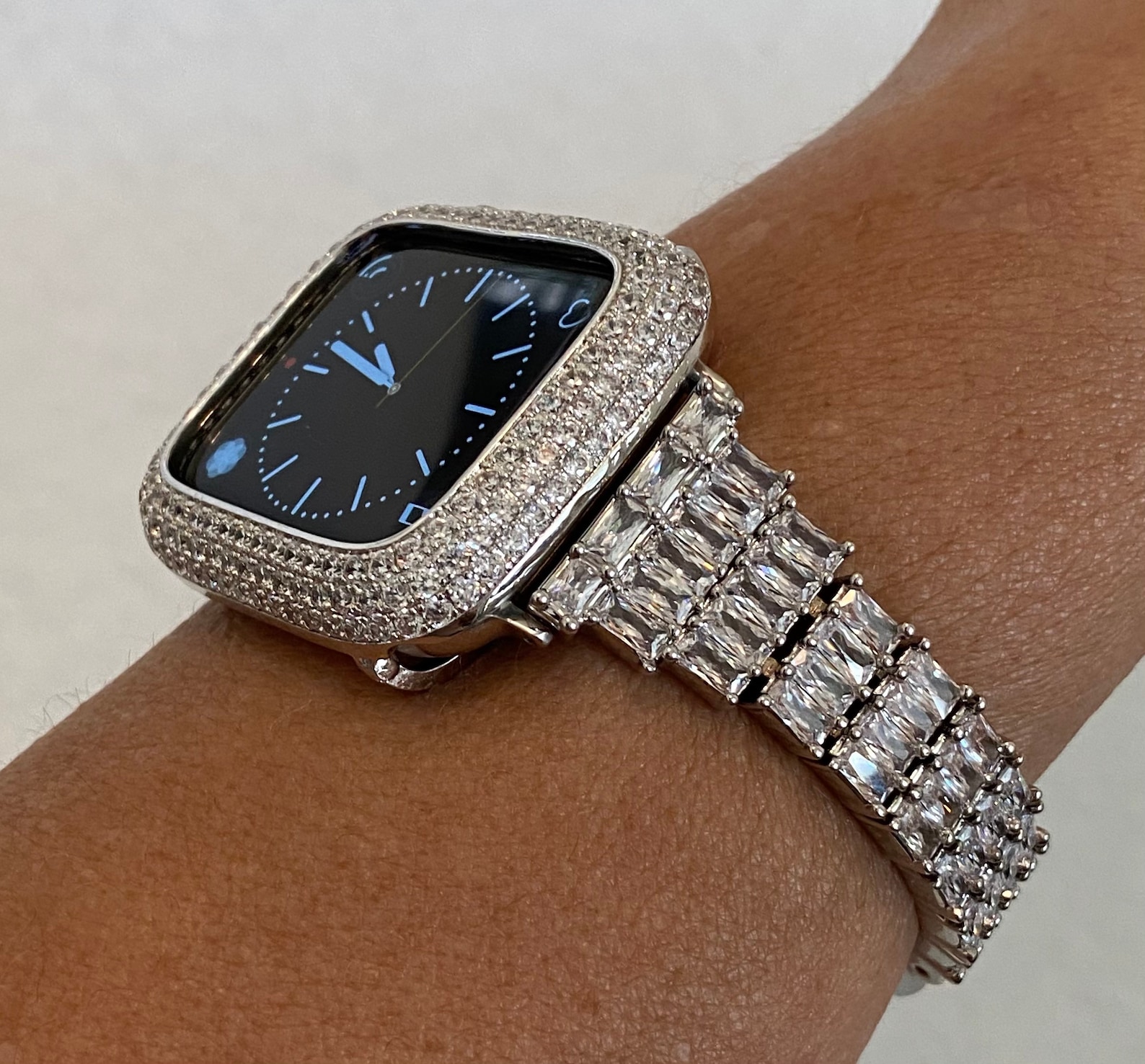 Bling Apple Watch Band Women Silver 41mm 45mm Series 7 Etsy