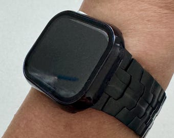 Series 10 Black Apple Watch Band Stainless Steel 42mm 46mm 49mm Ultra for Iphone Watch & or Black Matte Apple Watch Cover Tempered Glass