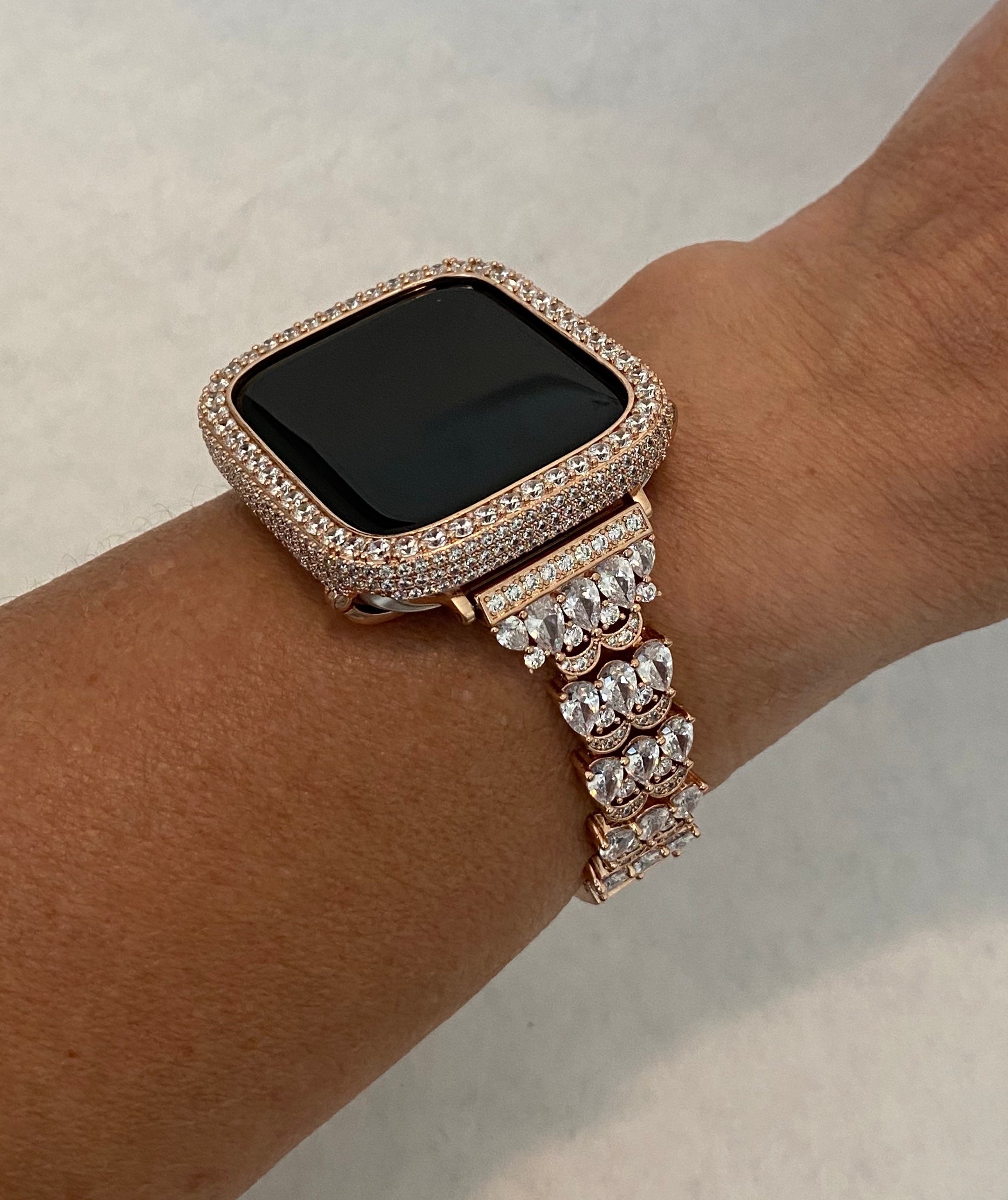 Apple Watch Band 38mm Women's and or Lab Diamond Bezel Bumper Iwatch Bling 38mm 40mm 42mm 44mm RPB1