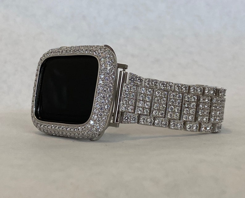White Gold Apple Watch Band & or Silver Lab Diamond Smartwatch - Etsy